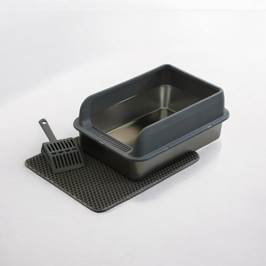 Set in Dunkelgrau Edelstahl Katzenklo